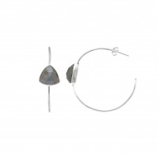 Labradorite 12x12mm Trillion Hoop gemstone earring 